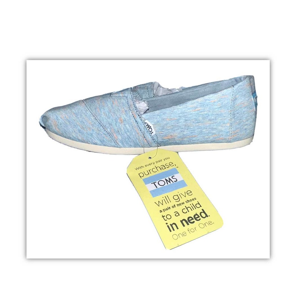 Toms Alpargatas Womens Alaskan Blue Heather Jersey Slip On Flats NWT, 9.